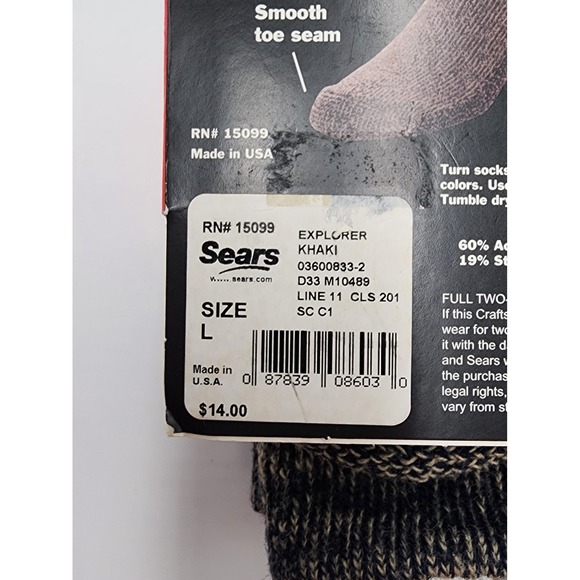 CRAFTSMAN WOOL SOCKS EXPLORER KHAKI COLOR SIZE L - Picture 4 of 12